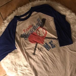 Blue and White Baseball Tee